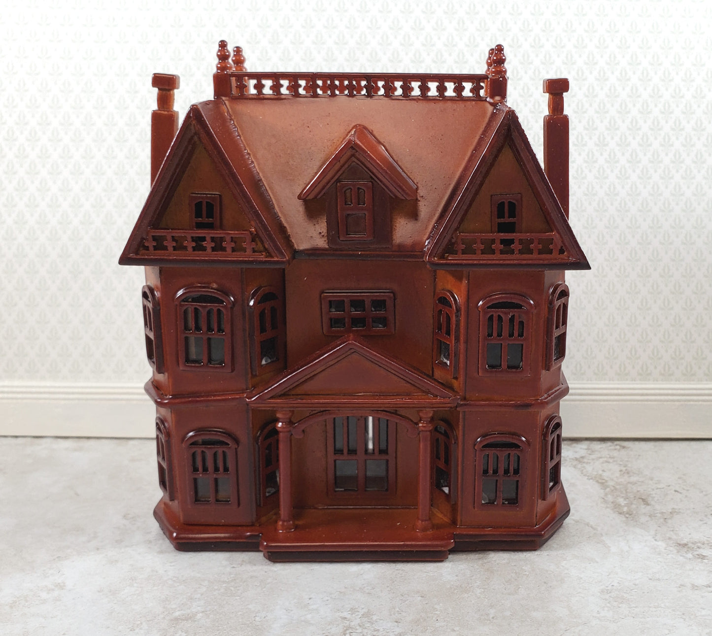 1:144 Scale Dollhouse for Your Dollhouse Walnut Finish Back Opening