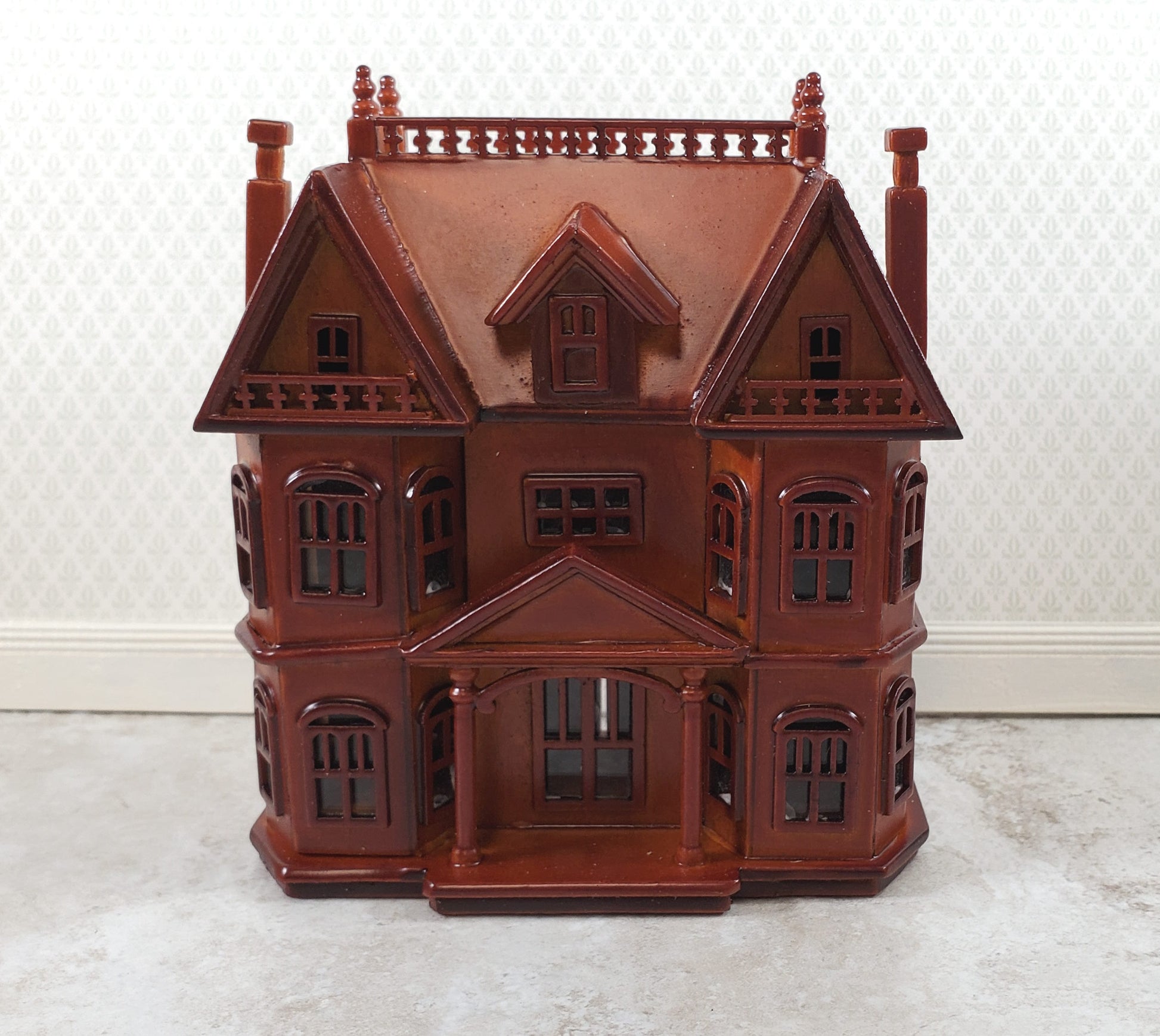 1:144 Scale Dollhouse for Your Dollhouse Walnut Finish Back Opening