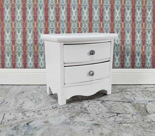 Dollhouse Side Table or Nightstand with 2 Drawers White 1:12 Scale Miniature Furniture