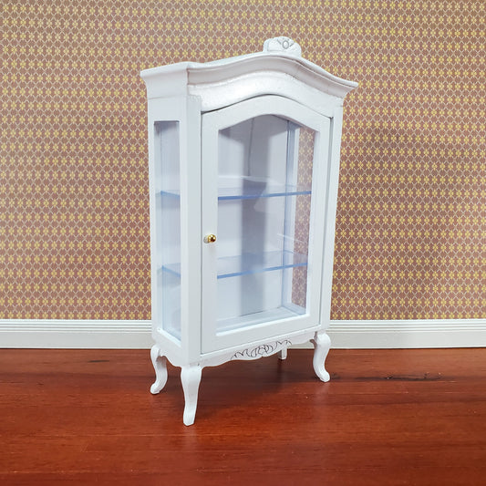 Dollhouse Large Curio Cabinet with Door White Finish 1:12 Scale Miniature Furniture