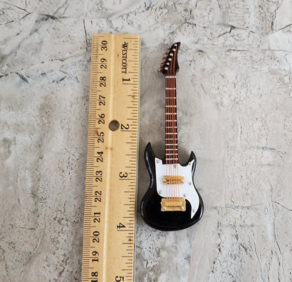 Miniature Ibanez Electric Guitar 4" Instrument Prop Model Black & White w/Case