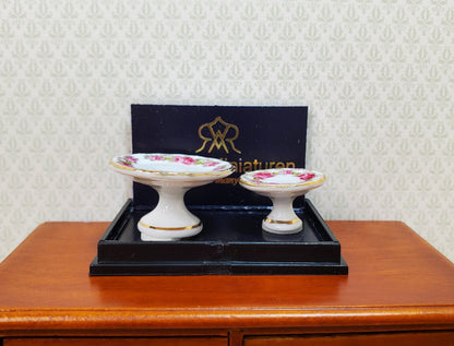 Dollhouse Cake Stands Reutter Porcelain Rose Band 1:12 Scale Miniature Dishes