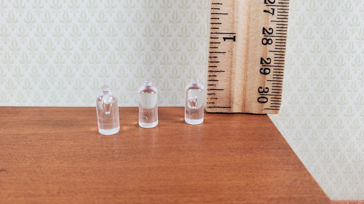 Miniature Clear Bottles Tonic Vinegar 3 Pieces Blanks 1:12 Scale Dollhouse