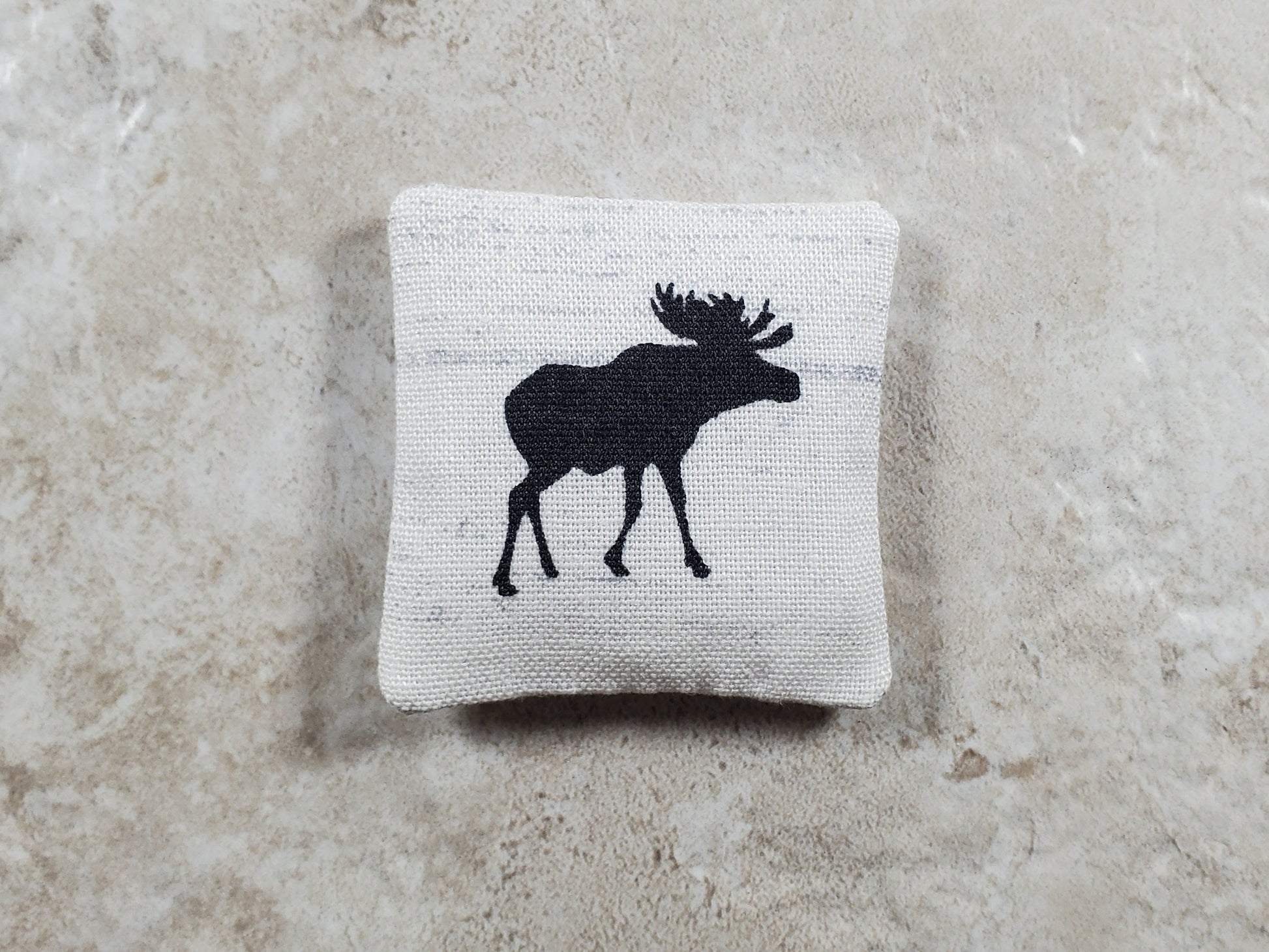 Dollhouse Miniature Pillow Moose Silhouette Handmade 1:12 Scale 1 1/2"
