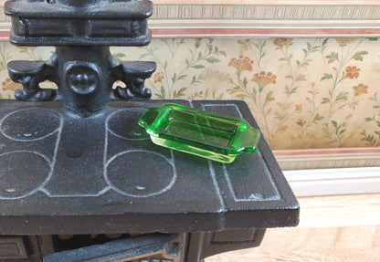 Dollhouse Green Glass Casserole Baking Dish with Handles 1:12 Scale Miniature