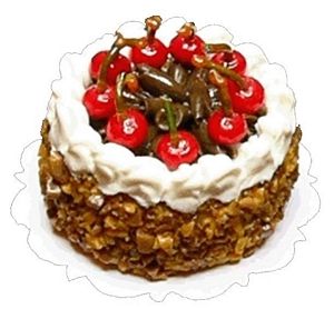 Dollhouse Chocolate Cake with Stem Cherries 1:12 Scale Miniature Food Bakery