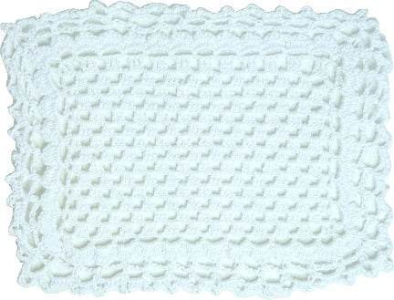 Dollhouse Hand Crocheted Baby Blanket White 1:12 Scale Miniature