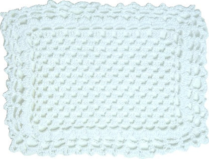 Dollhouse Hand Crocheted Baby Blanket White 1:12 Scale Miniature