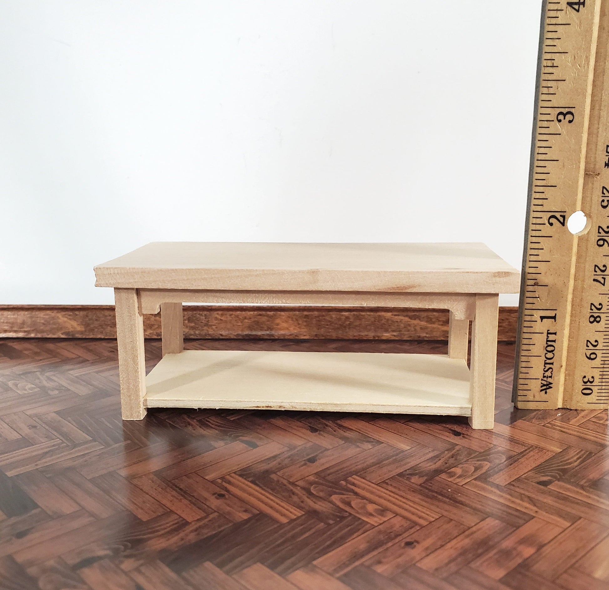 Dollhouse Coffee Table Unpainted Wood 1:12 Scale Miniature Living Room Furniture
