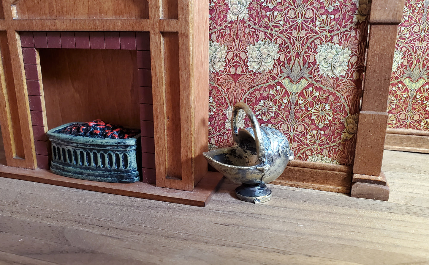 Dollhouse Coal Scuttle Bucket Fireplace Accessory Resin 1:12 Scale Miniature