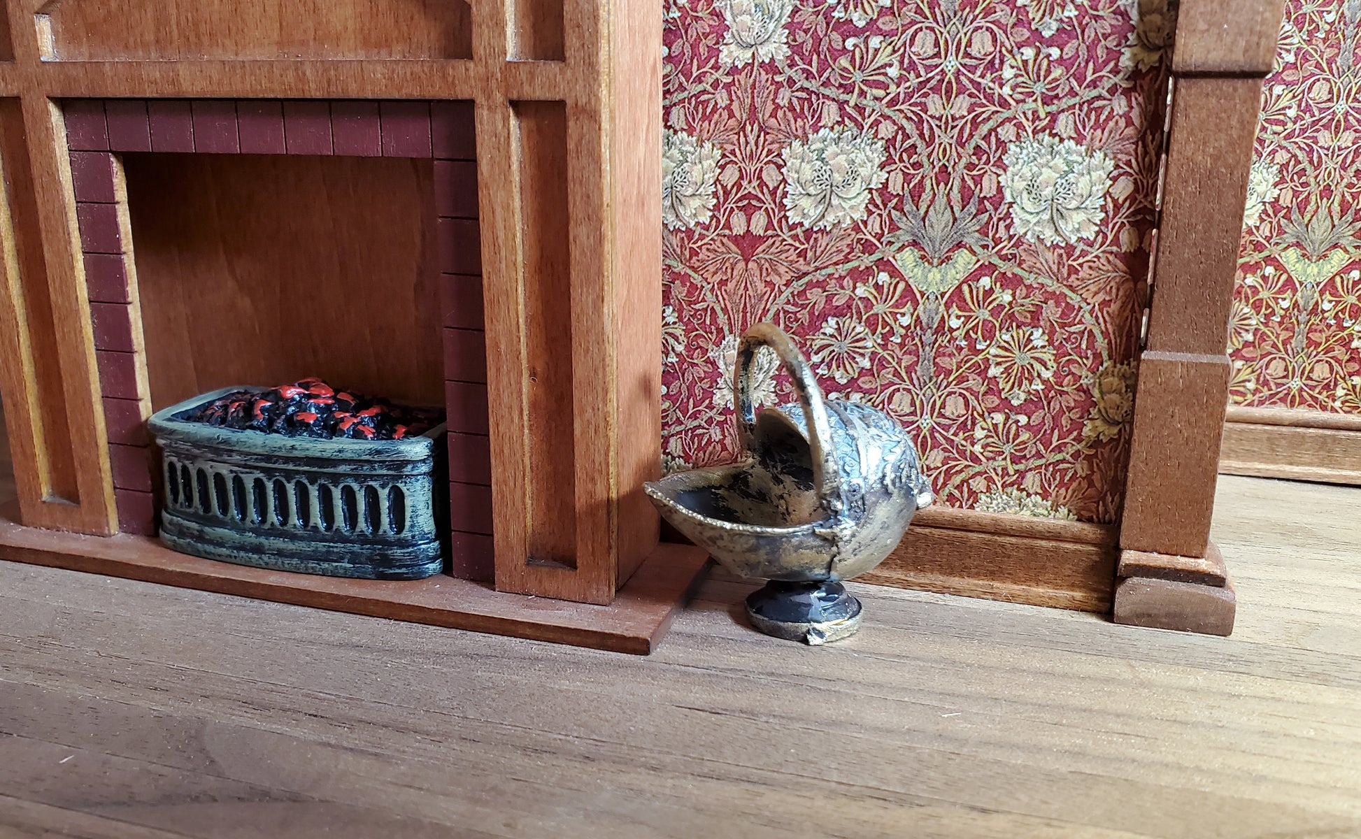 Dollhouse Coal Scuttle Bucket Fireplace Accessory Resin 1:12 Scale Miniature