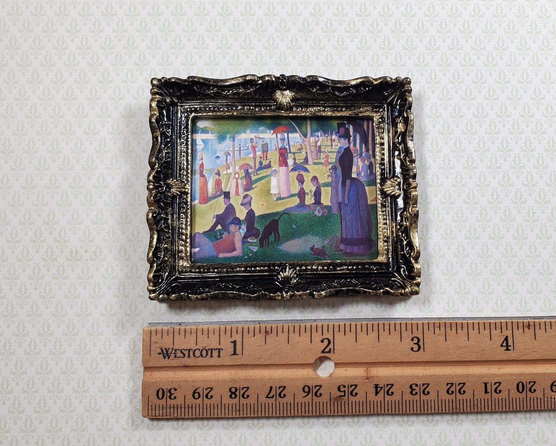 Miniature A Sunday Afternoon Print Framed Seurat 1:12 Scale Dollhouse