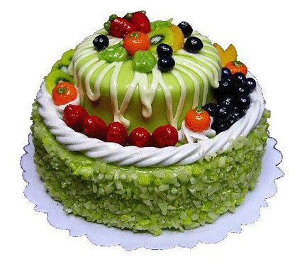 Dollhouse Extra Large 2 Tier Cake with Fruit Topping Miniature Food Prop