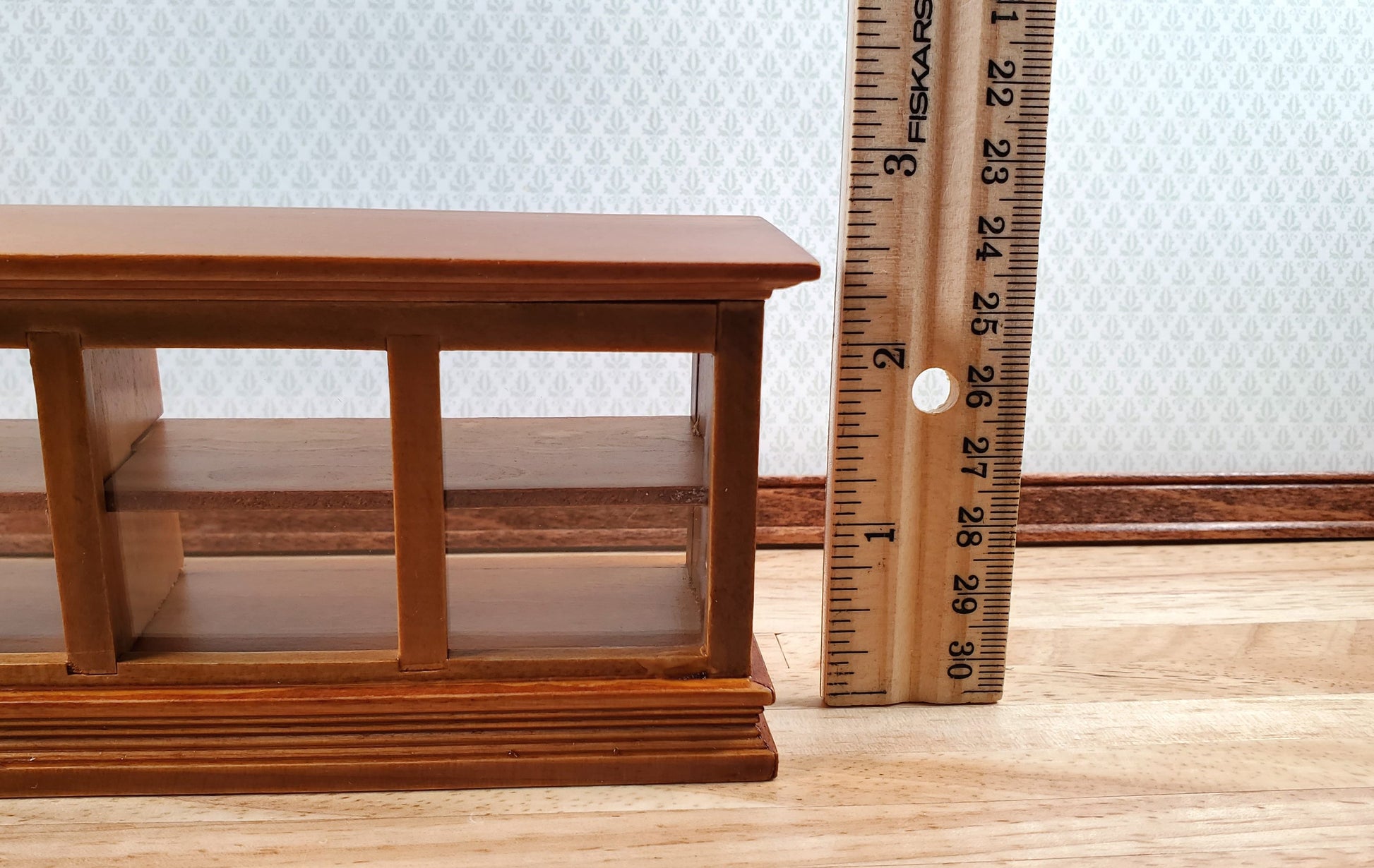 Dollhouse Low Display Counter for Bakery Store or Shop 1:12 Scale Walnut Finish
