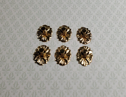 Dollhouse Doorknobs Handles Fancy Gold Brass 6 pcs 1:12 Scale Miniatures