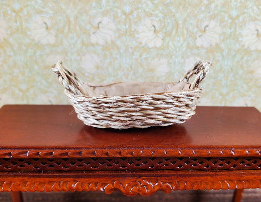 Dollhouse Large Two Handled Oval Basket 1:12 Scale Miniature
