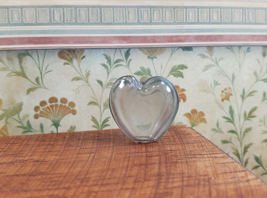 Dollhouse Heart Shaped Glass Bud Vase Smoky Gray 1:12 Scale Miniature