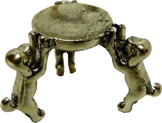 Dollhouse 3 Bronze Puppies Stand Plate 1:12 Scale Miniature