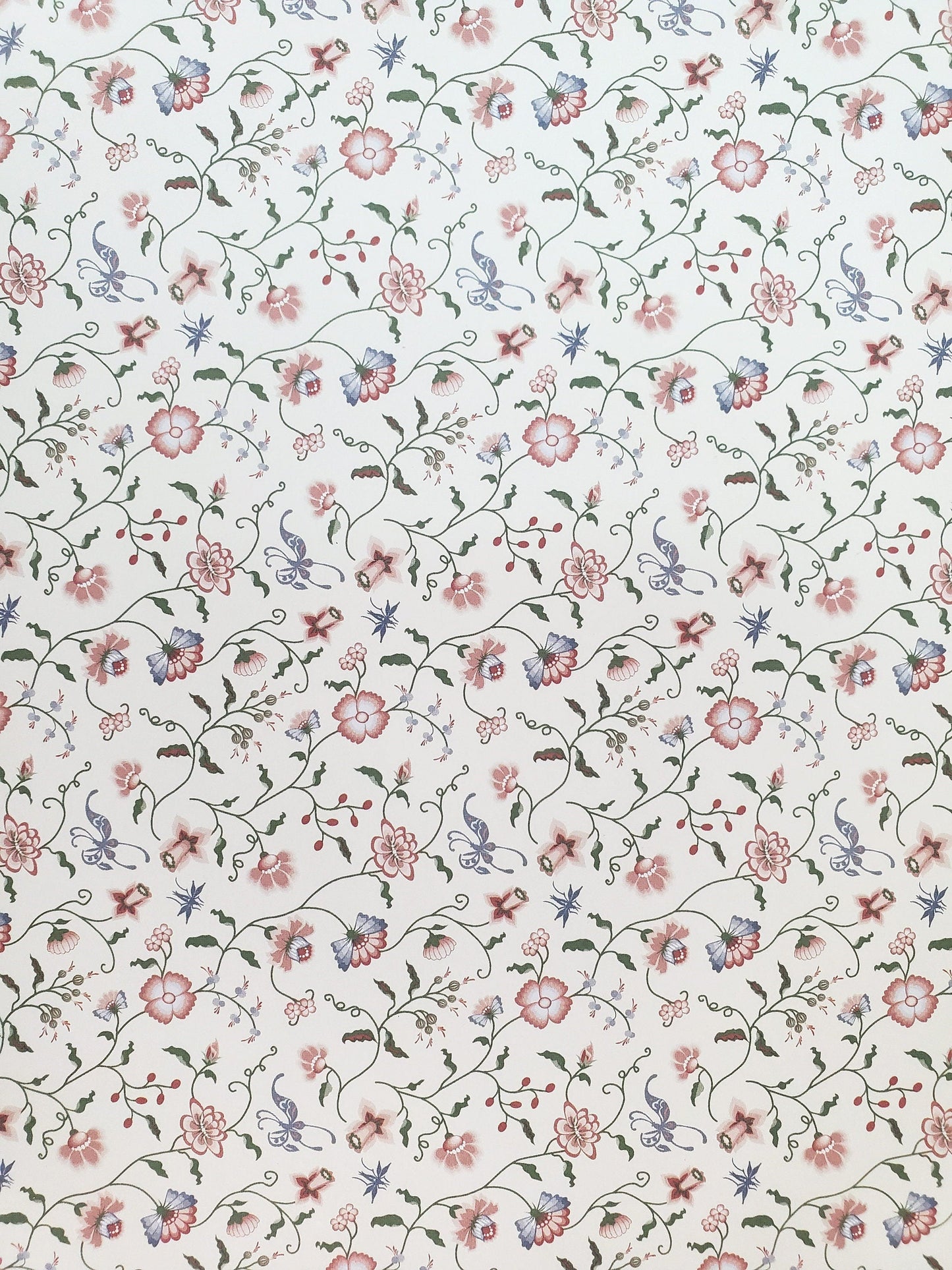 Dollhouse Wallpaper Brodnax "Papillon Blueberry" Pink Blue Floral 1:12 Scale Miniature French Country