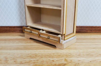 Dollhouse Tall Bookcase with Drawers 1:12 Scale Miniature Furniture