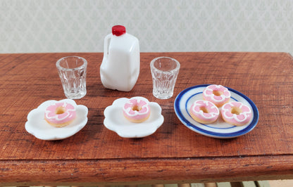 Dollhouse Donuts x5 Pink White Frosting 1:12 Scale Miniature Food Dessert Bakery