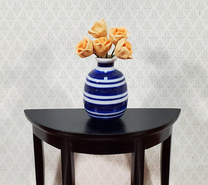 Dollhouse Vase Blue & White Striped Large for Flowers Ceramic 1:12 Scale