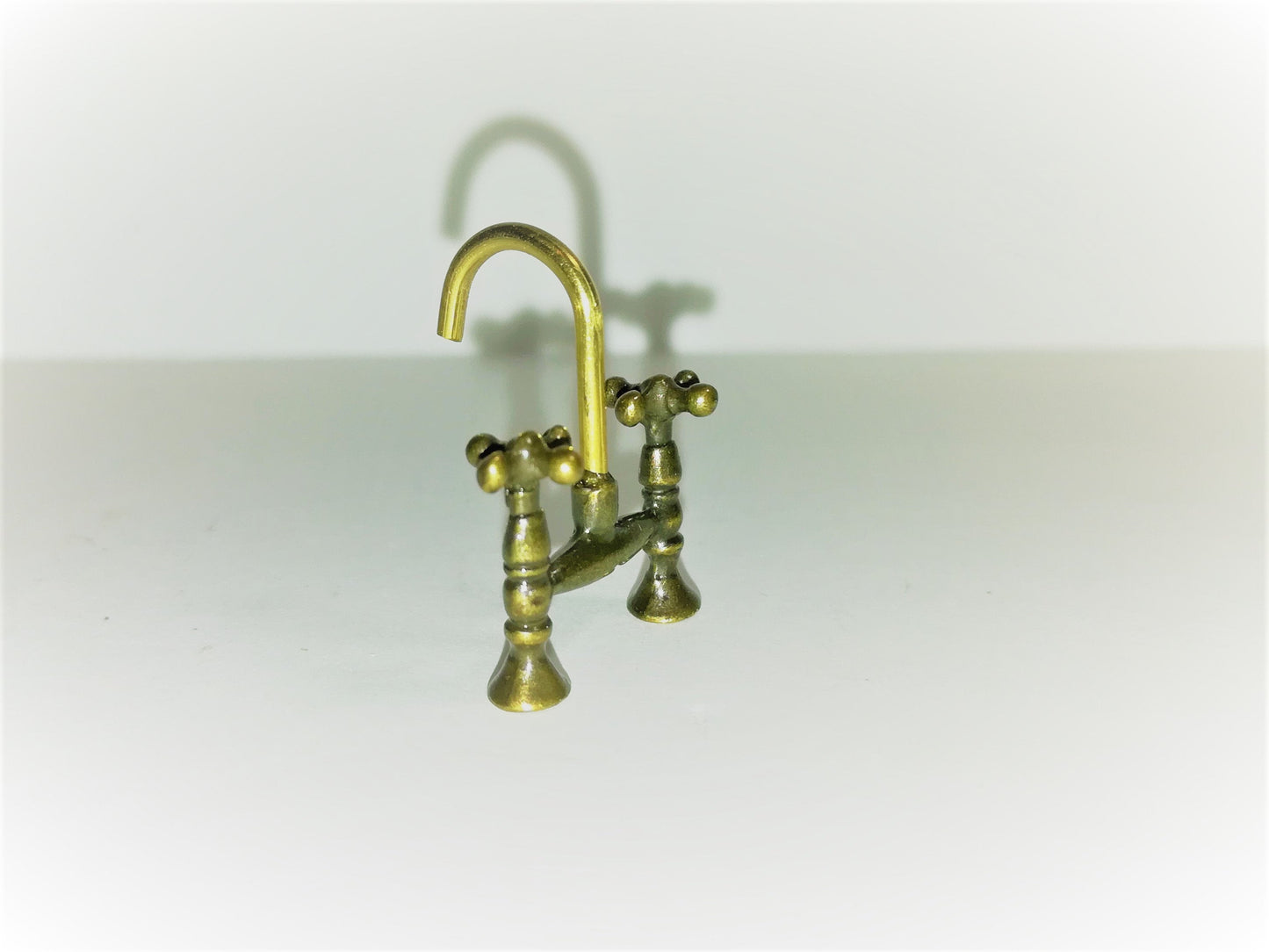 Dollhouse Miniature Faucet Mixer Tap for Kitchen or Bathroom Sink 1:12 Scale Antique Brass