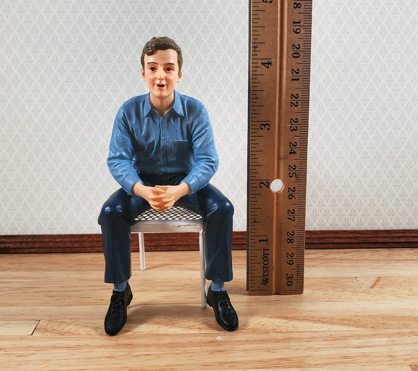 Dollhouse Modern Young Man Father Sitting Casual 1:12 Scale "Joel" Houseworks
