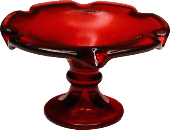 Dollhouse Red Glass Fluted Pedestal Bowl 1:12 Scale Miniature Kitchen