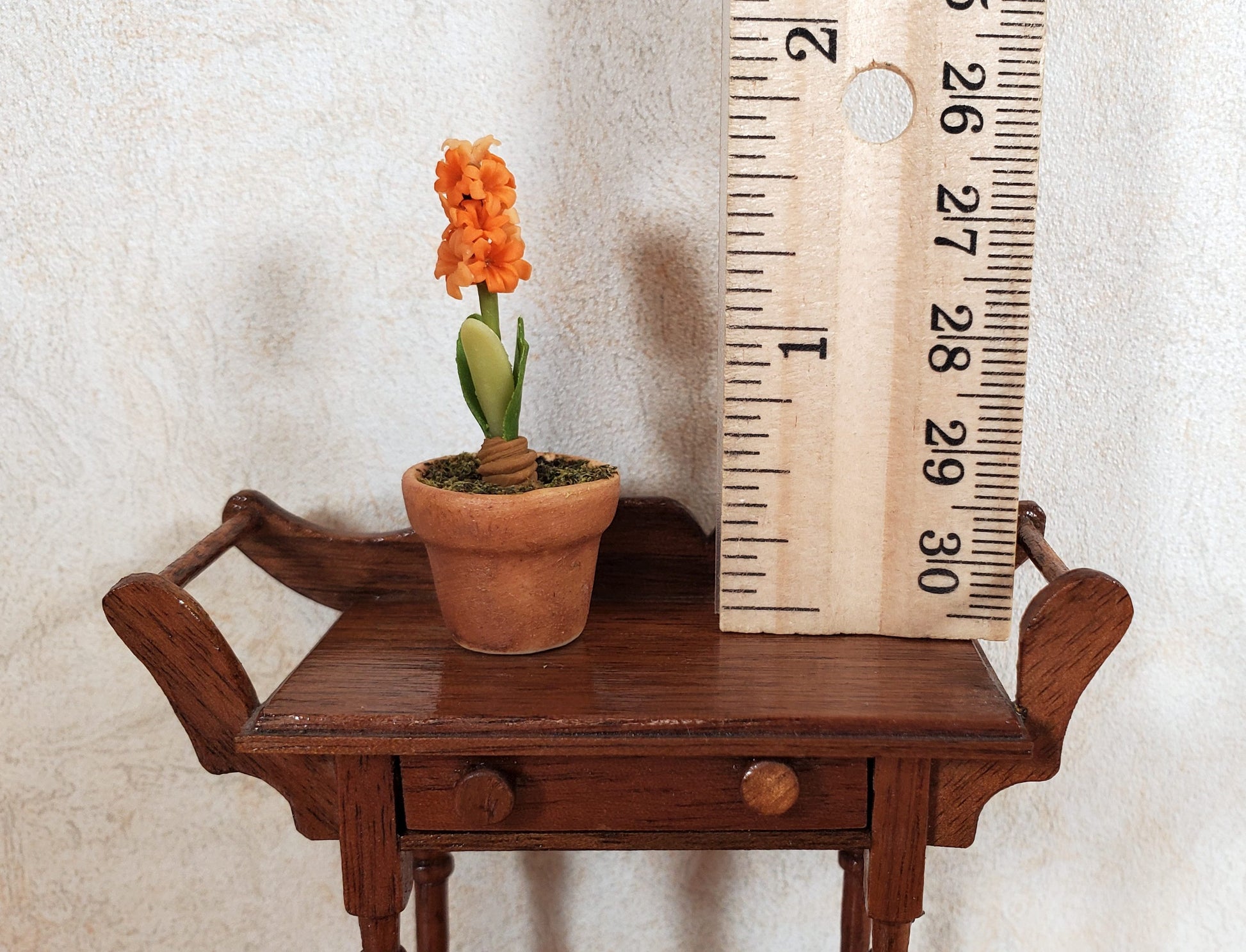 Dollhouse Potted Hyacinth Orange Flowering Plant in a Pot 1:12 Scale Miniature