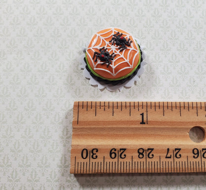 Dollhouse Orange Halloween Cake with Black Widow Spiders 1:12 Miniature