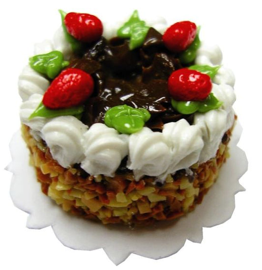 Dollhouse Chocolate Cream Berry Garnish Cake 1:12 Scale Miniature Dessert
