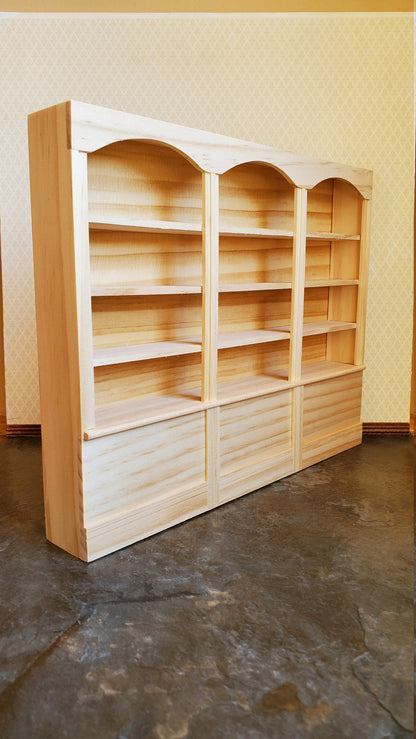 Dollhouse Library Bookcase or Shop Shelves 3 Bay 1:12 Scale Furniture Unpainted