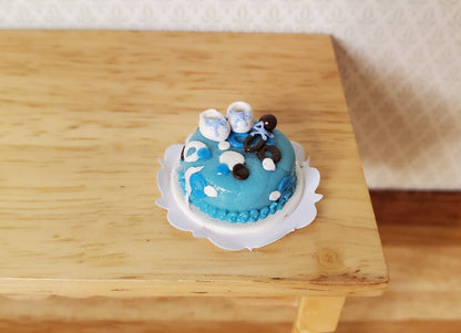 Dollhouse Baby Boy Welcome Cake 1:12 Scale Miniature Dessert Food