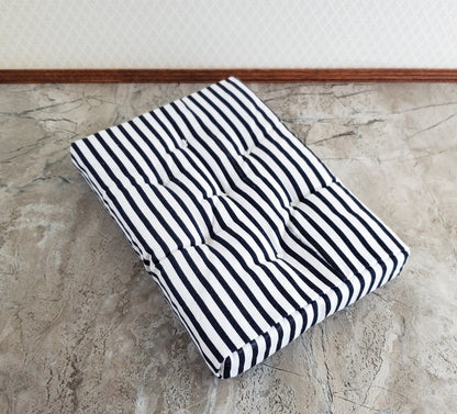 Dollhouse Miniature Mattress Double Size Black & White Striped 1:12 Scale Bedroom