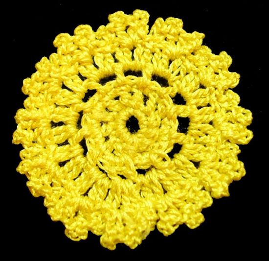 Dollhouse Hand Crocheted 1 Inch Fancy Doily Yellow 1:12 Scale