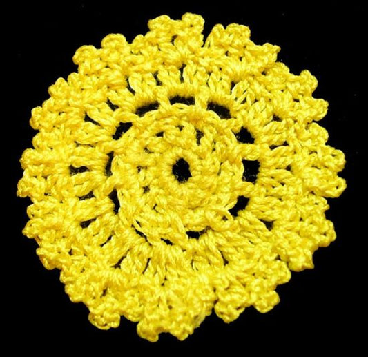 Dollhouse Hand Crocheted 1 Inch Fancy Doily Yellow 1:12 Scale