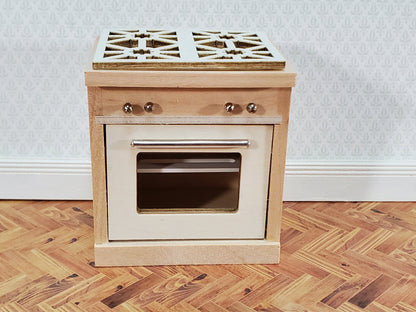 Dollhouse Kitchen Oven with Stove Top Modern Unpainted Wood 1:12 Scale Miniature