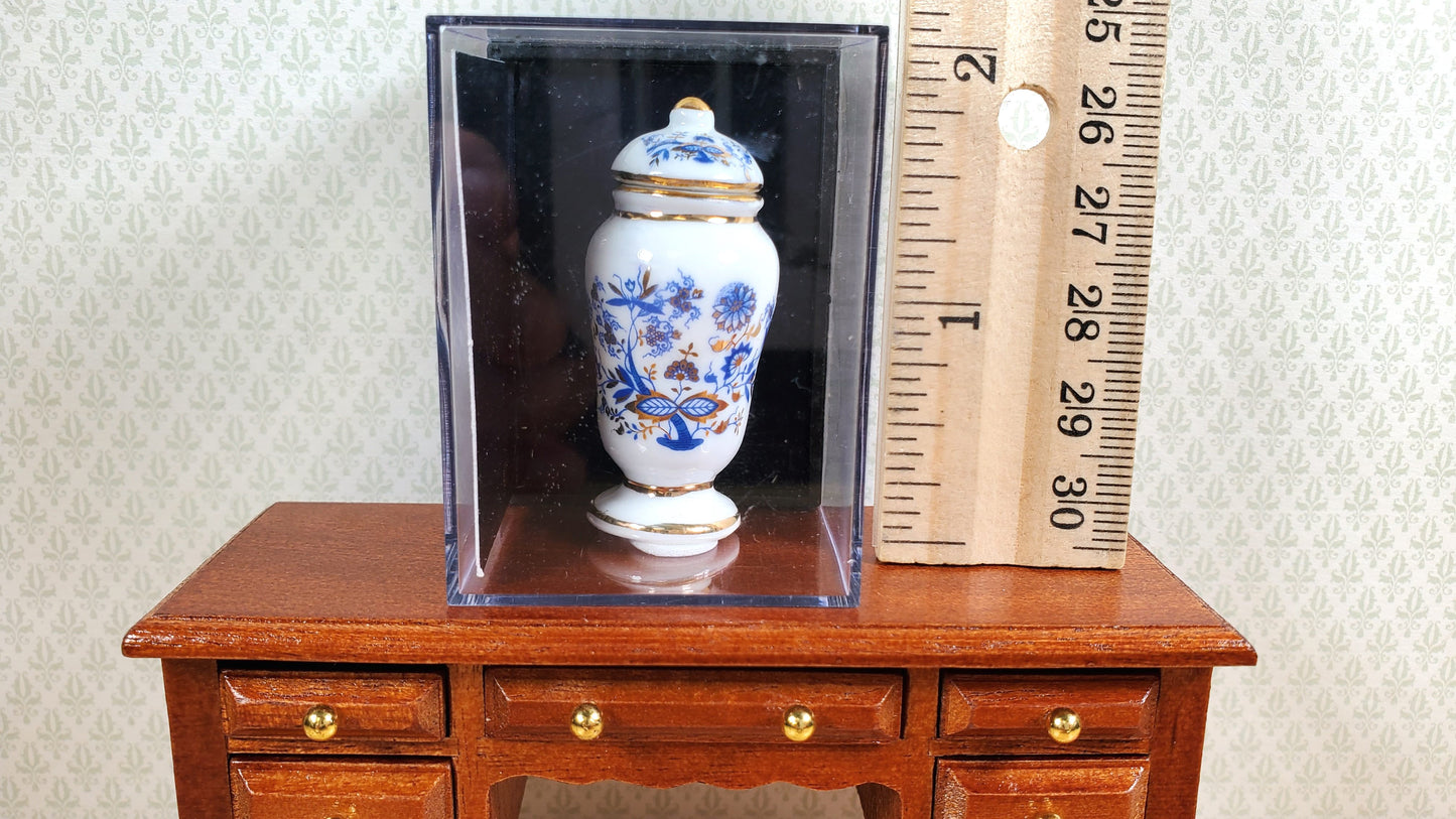 Dollhouse Large Jar with Lid Reutter Porcelain Blue Onion 1:12 Scale Miniature