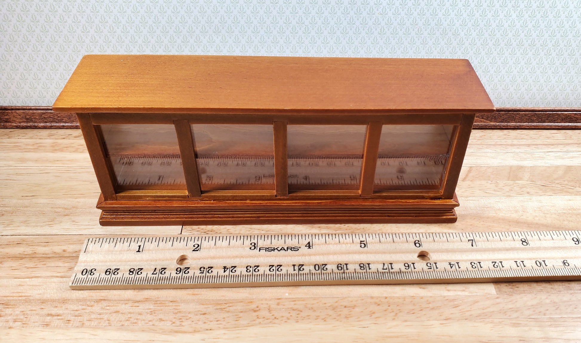 Dollhouse Low Display Counter for Bakery Store or Shop 1:12 Scale Walnut Finish