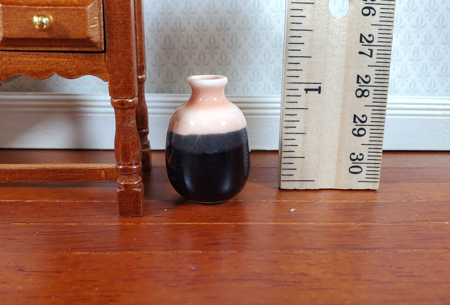 Dollhouse Large Pink & Black Ceramic Vase 1:12 Scale Miniature