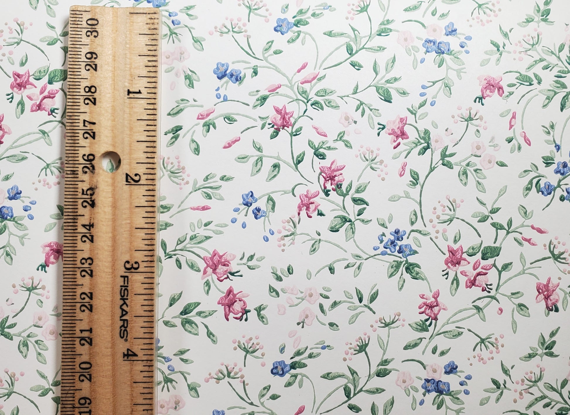 Dollhouse Wallpaper Crimson Violet Garden Spray 3 Sheets 1:12 Scale Miniature