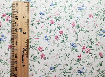 Dollhouse Wallpaper Crimson Violet Garden Spray 3 Sheets 1:12 Scale Miniature