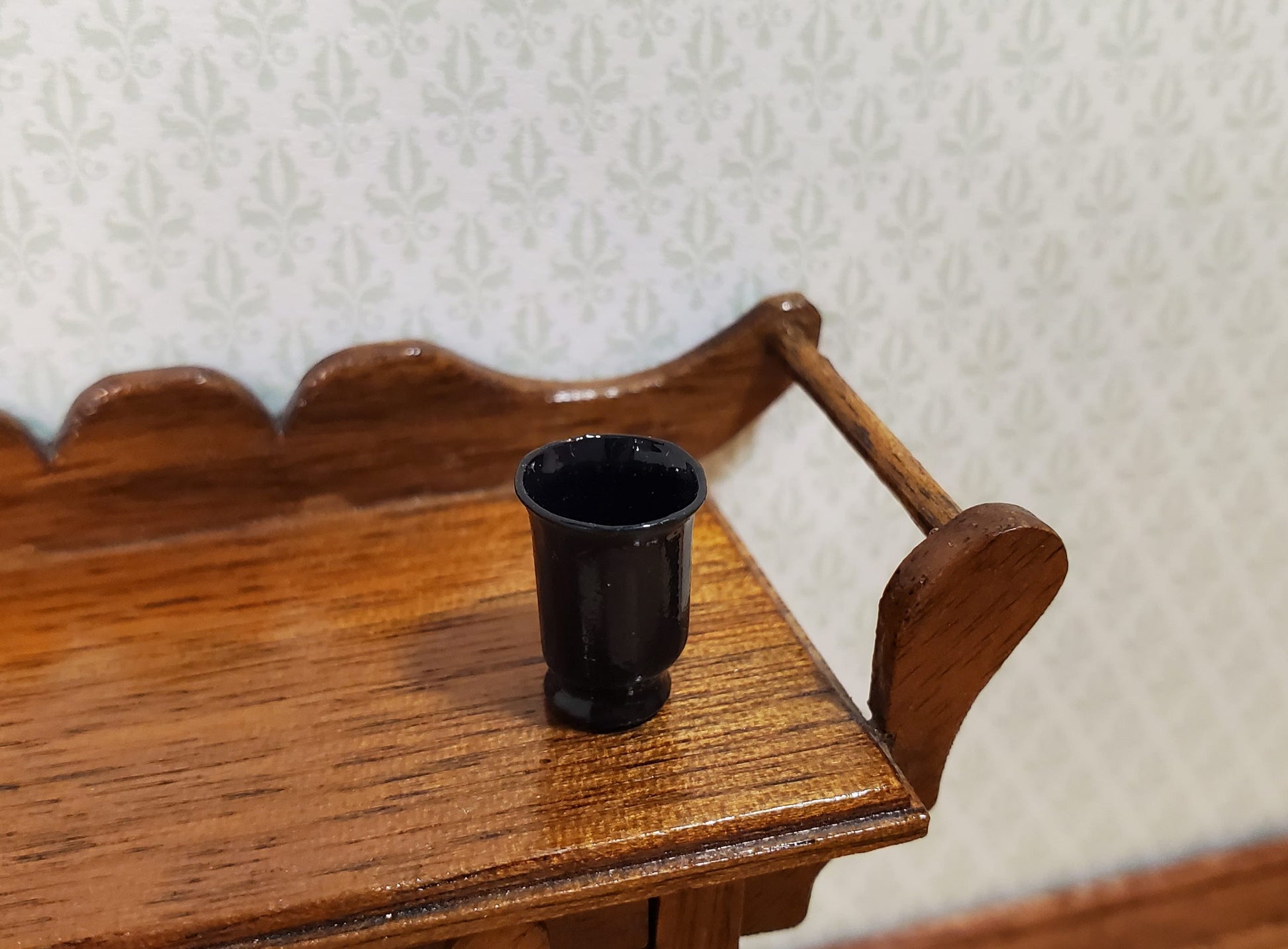 Dollhouse Small Glass Cup or Vase Painted Black 1:12 Scale Miniature