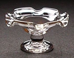 Dollhouse Clear Glass Fluted Pedestal Platter 1:12 Scale Miniature Kitchen