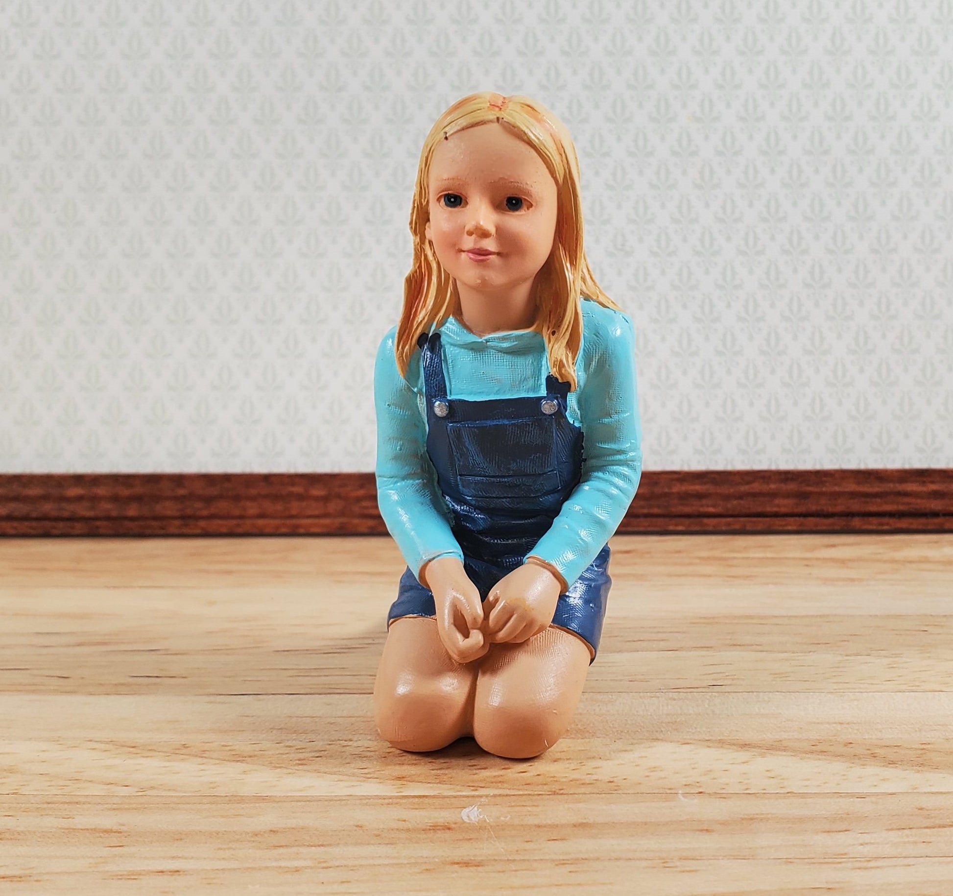 Modern Dollhouse Doll Young Girl Daughter Sitting on Knees 1:12 Scale "Jessie"