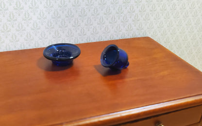 Dollhouse HALF SCALE Cobalt Blue Glass Dish with Lid 1:24 Scale Miniature