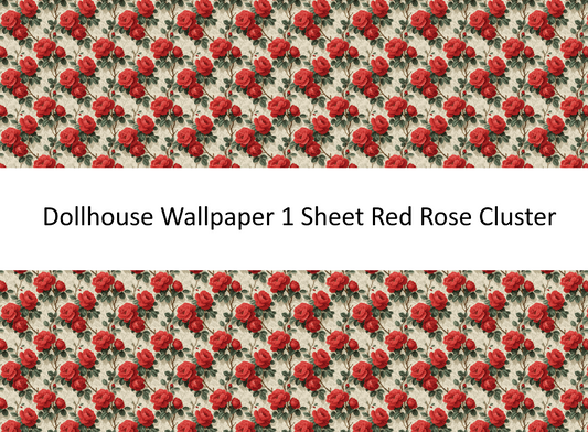 Dollhouse Wallpaper Red Rose Cluster 1:12 Scale by MiniatureCrush