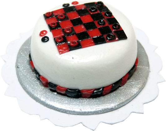 Dollhouse Checkers Cake 1:12 Scale Miniature Dessert Food