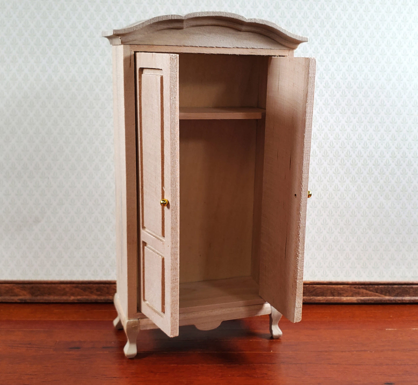 Dollhouse Wardrobe Tall Armoire Closet Furniture 1:12 Scale Unpainted